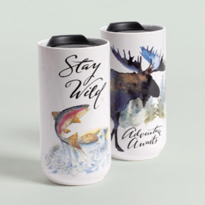Trout and Moose Ceramic Travel Mugs from Punch Studios