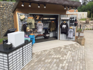 An outdoor retail stand adjacent to the Elephant Lands Exhibit at the Oregon Zoo