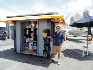 Retail kiosk on the Flight Deck at the USS Midway Museum in San Diego