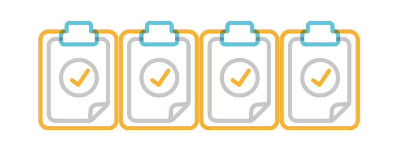 Clipboards with checklist marked